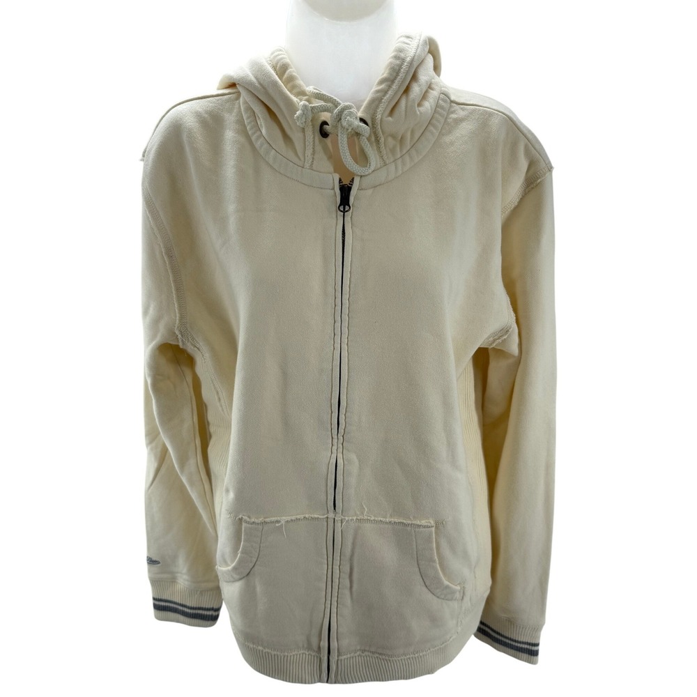 Mitchell & Ness Womens Cream/Green Distressed Full Zip Hoodie Sweatshirt 2XL NEW